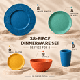 thumbnail image 2 of Homienly Unbreakable Dinnerware Set, 38-Piece Wheat Straw Dinnerware Set for 8, Plastic Plates Bowls & Cups, Reusable Stackable Microwave Safe Tableware, Dishware Set, Multicolor, 2 of 8