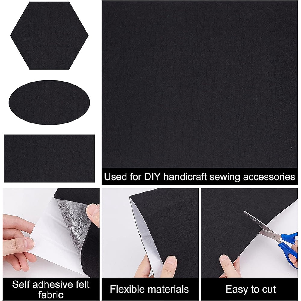 Black Self-Adhesive Felt Fabric 11.8" x 78.7" Shelf Liner for DIY Costume Making and Jewelry Drawer Box Fabric Peel Stick 3mm Thick Black