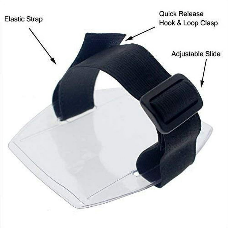 Armband Badge Holder with Black Adjustable Elastic Arm Band & Hook and Loop  Fastener - Secure, Clear Plastic Display of Work I'd Card, Ski Pass, Lift  Ticket & More by Specialist ID 