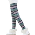 thumbnail image 3 of Gyratedream Kids Girls Winter Warm Fleece Leggings Printed Thicken Tight Trouser,Flower Rhombus,6-7 Years, 3 of 6