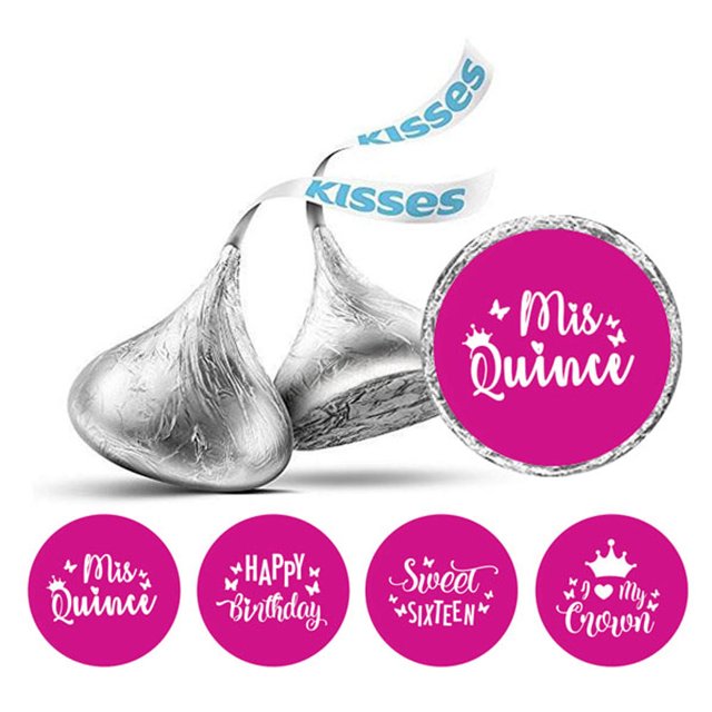 Darling Souvenir chocolate Candy Labels 190 Pcs Quinceanera Party Theme Stickers-Magenta