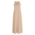 thumbnail image 6 of Taqqpue Women Halter Maxi Dress Sleeveless V Neck Plus Size Sundress Loose Fit Flowy Swing Solid Color Beach Long Dress for Women, 6 of 7