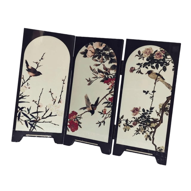 DOLITY Mini Folding Screen Craft 3 Panel Divider for Shelf Entrance Desk Decoration Style B