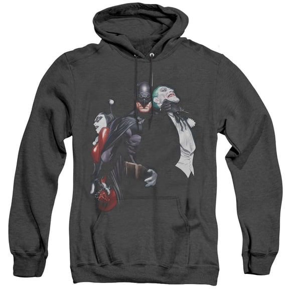 Batman Joker Harley Choke Adult Heather Hoodie Sweatshirt Black