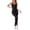 black, variant on Ribbed Knit Yoga Jumpsuit with Chest Pad Fitness Training One Piece