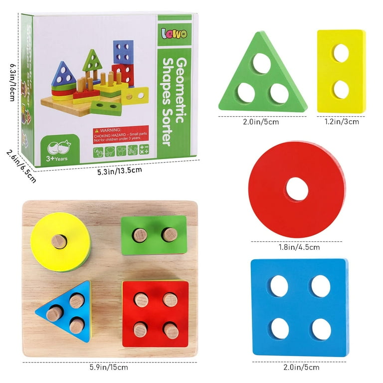 Educational Montessori Toys for Toddlers - Wooden Puzzles Blocks Number  Stacking Best Preschool Learning Activities Shape sorter Math Game Baby  Kids