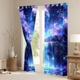 thumbnail image 3 of Homewish Blue Galaxy Kitchen Curtains for Kids Girls, Stars Moon Waterfall Black Out Curtains Pack of 2 (42x63 Each), 3 of 5