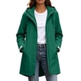 thumbnail image 3 of Zynoxe Women's Windbreaker Jackets Lightweight Zip Up Waterproof Jackets for Women Relaxed Mid Length Long Sleeve Drawstring Hooded Jacket Versatile Solid Color Outdoor Coat with Side Pockets 2XL, 3 of 10