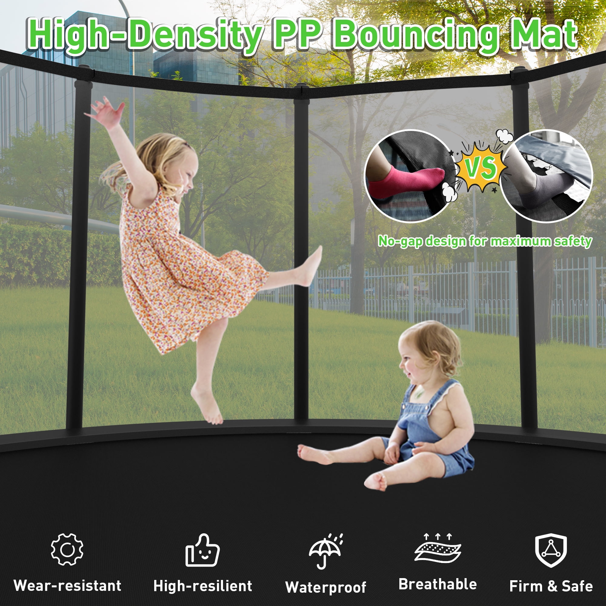 XMIKA Trampoline with Enclosure Net for Kids and Adults, 1400LBS Capacity 14FT Trampoline with Basketball Hoop, Ladder, Outdoor Heavy Duty Trampoline, Black