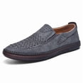 thumbnail image 2 of Men's Gray Woven Perforated Suede Slip-On Casual Loafers, 2 of 4