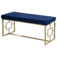 thumbnail image 1 of Best Master Banc Rembourré en Velours avec Cadre en Acier Inoxydable Bleu/or, 1 of 2