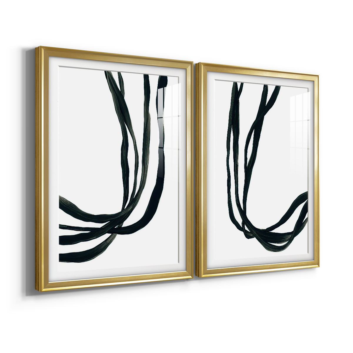 Wexford Home Onyx Ribbon I Premium Framed Print, 26.5" x 36.5" - Ready to Hang, Gold (Set of 2)