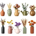 thumbnail image 2 of Naittoop Mini Ceramic Vase Refrigerator Magnets Decorative Magnetic Set Artificial Flowers Included Kitchen Office Dorm 10 Pieces, 2 of 7