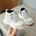 thumbnail image 2 of White Kids Shiny Patent Leather Boots With British Flair For School And Outdoor Activities, 2 of 9