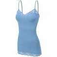 thumbnail image 2 of Bozzolo Women Junior & Plus Adjustable Spaghetti Strap Lace Trim Tunic Tank Top Camisoles, 2 of 5