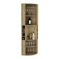 thumbnail image 4 of Corner Bar Cabinet, Farmhouse Wine Bar Cabinet with Five Shelves, Eight Bottle Cubbies and Steamware White, Display Cabinet Hutch Corner Wine Rack for Kitchen, Dining Room, Light Oak, 4 of 7