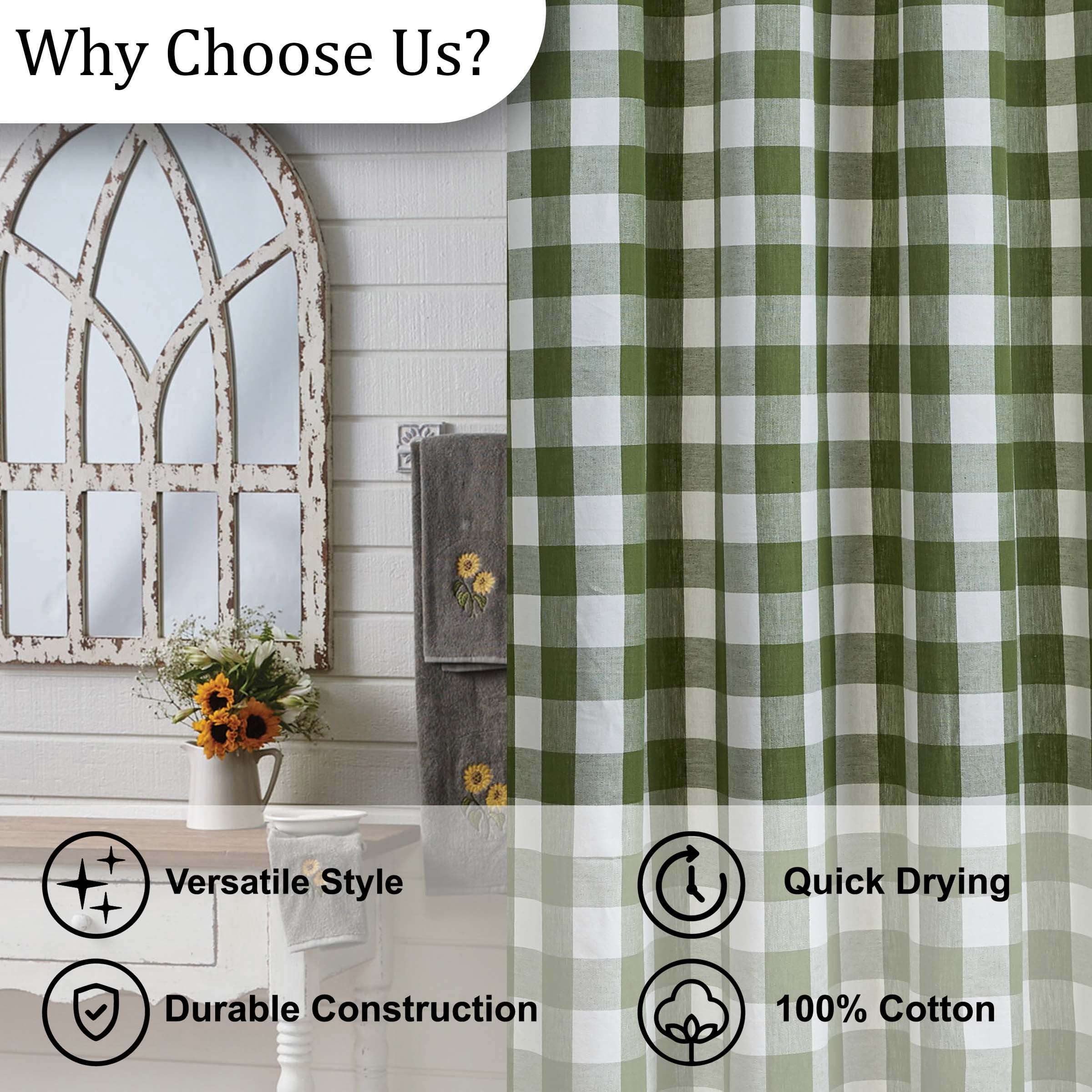 Park Designs Buffalo Check Shower Curtain  - Sage