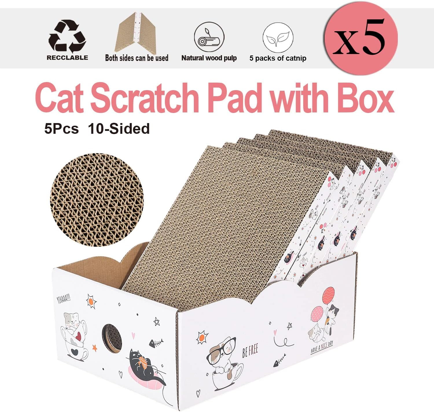 THBN 8 Packs in 1 Cat Scratch Pad, Cat Scratcher Cardboard,Reversible,Durable Recyclable Cardboard, Premium Scratch, Suitable for Cats to Rest, Grind Claws and Play