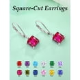 thumbnail image 5 of VESITIM Square Dangle Drop Earrings Sterling Silver Solitaire Leverback Earring 7MM Princess Cut July Ruby Birthstone Jewelry for Women, 5 of 7