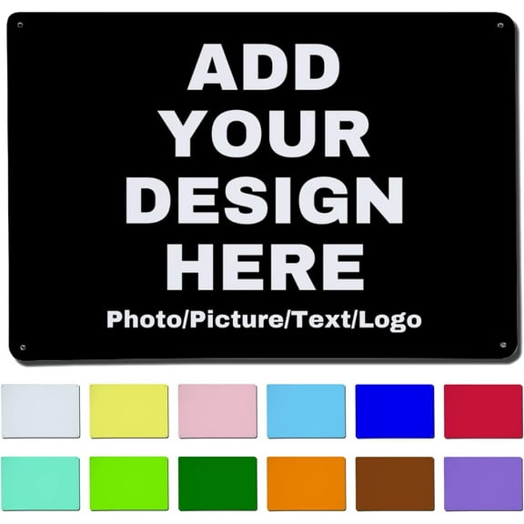 Sign Personalized Signs Design Your Own Text Photo Logo Name Weatherproof iron Metal Sign for Indoor Outdoor Wall Decor (Horizontal, 12x8 inch)