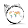 thumbnail image 1 of Global Map Lgbt Rainbow Wordcloud Ring Adjustable Love Wedding Engagement, 1 of 3