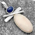thumbnail image 2 of Natural Pink Scolecite & Lapis 925 Sterling Silver Pendant Jewelry P-1268 SDP111786, 2 of 5