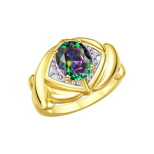 RYLOS Bagues pour Femmes Bague en Or Jaune 14K XOXO Câlins et Baisers Bague Pierre Précieuse 9x7 mm et Diamant Bijoux Juin Alexandrite pour Femmes Taille 10
