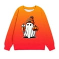 thumbnail image 2 of Odeerbi Toddler Boys Girls Halloween Pumpkin Ghost Crewneck Sweatshirts Fall Winter Pullover Sweatshirt 1-12 Years Kids Long Sleeve Halloween Printed T-shirt Top Toddler Clothes Orange, 2 of 5