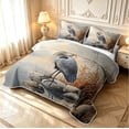 thumbnail image 3 of Erosebridal Boho Heron Bird Bed Spread Queen,Bohemian Animals Queen Coverlet Set,Gray Blue,3 Pieces,1 Quilt and 2 Pillowcases, 3 of 7