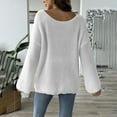 thumbnail image 4 of 2024 Fall Winter Women'S Sweater Loose Sexy Off Shoulder Flared Sleeve With Floral Embroidered Ribbed Knit Sweaters Pullover Jumper Tops White M, 4 of 4
