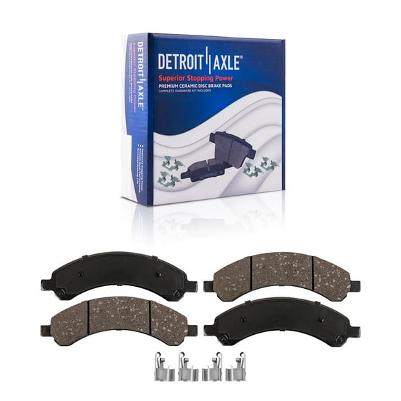 Detroit Axle - Rear Ceramic Brake Pads with Hardware Set Replacement for 2003 2004 2005 2006 2007 2008 Chevrolet Express 3500 GMC Savana 3500