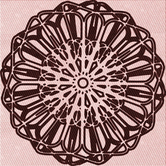 Ahgly Company Indoor Square Patterned Deep Rose Pink Area Rugs, 7' Square