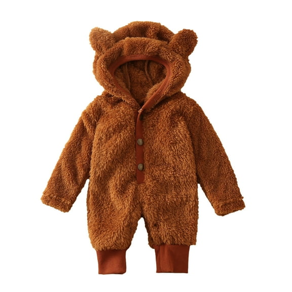 Vedolay Baby Romper Hooded Snowsuit Winter Jumpsuit Jacket Brown,80