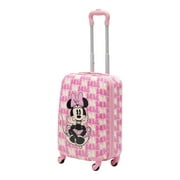 Disney Minnie Mouse 21 Inch Kids Rolling Luggage, Hardshell Carry On Suitcase with Wheels, Pink-Bows