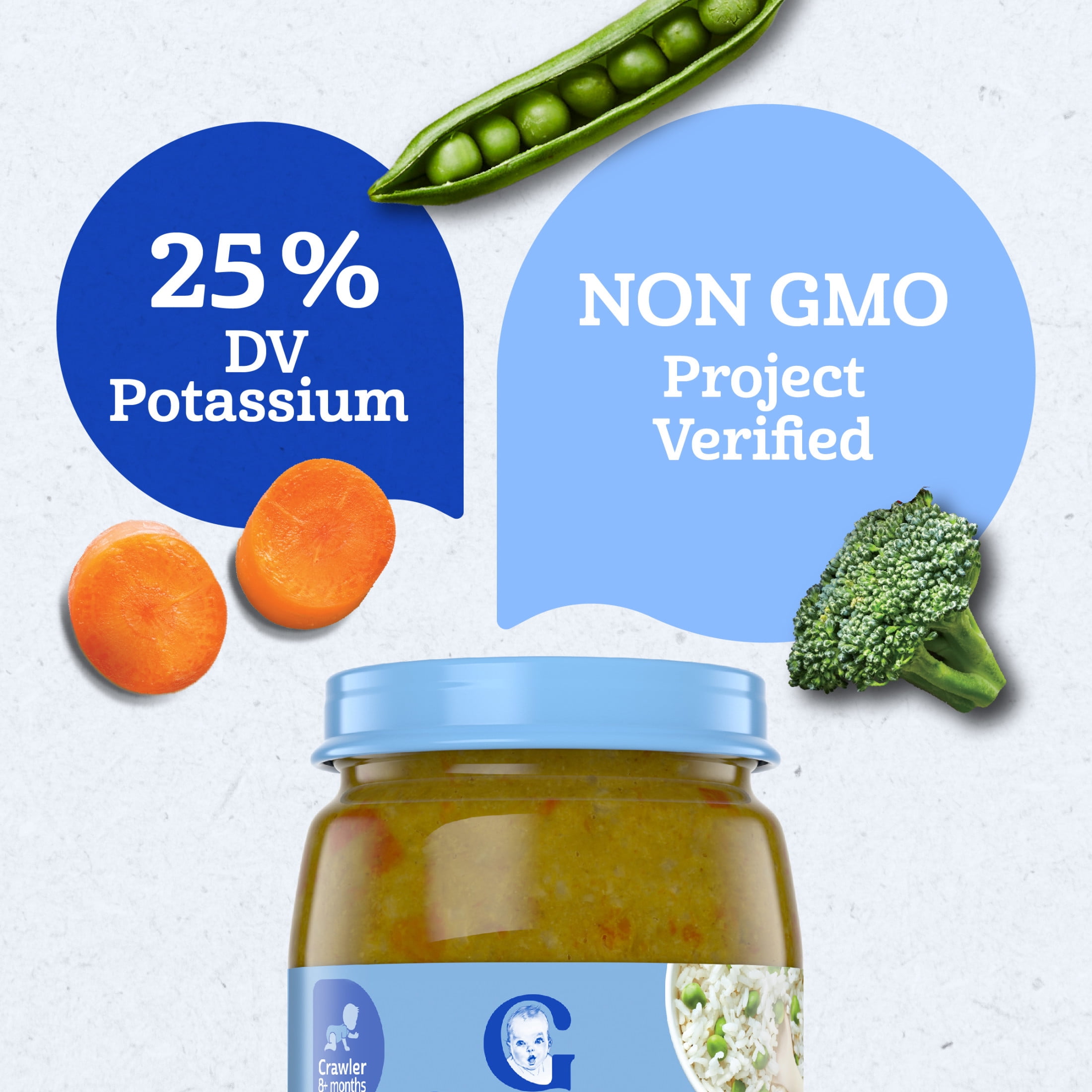 (12 pack) Gerber 3rd Foods Natural for Baby Veggie Power Baby Food, Garden Veggies & Rice, 6 oz Jar