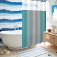thumbnail image 5 of No Hook Shower Curtain, Teal Grey Ombre Shower Curtains for Bathroom with See Through Top Window, Gradient Contemporary Abstract Art Waterproof & Washable Bath Curtain Small Stall 36"x78", 5 of 9