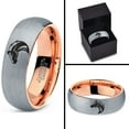 thumbnail image 4 of Tungsten Horse Bronco Equestrian Band Ring 7mm Men Women Comfort Fit 18k Rose Gold Dome Brushed Gray Polished, 4 of 4