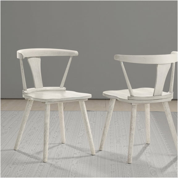 JERFIT White Farmhouse Dining Chairs Set of 2, Solid Wood Rustic Kitchen Side Chairs with Easy Assembly for Dining Room
