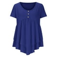 thumbnail image 4 of Womens Summer Tops 2026 Plus Size Fashion Casual Button Solid Color Short Sleeve Round Neck Top/Shirt, 4 of 6