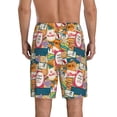 thumbnail image 3 of Kdxio Retro Summer Stamp Print Mens Sleep Shorts Bottoms Soft Comfy Pajama Wear Pants with Drawstring Pockets, 3 of 7