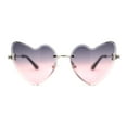 thumbnail image 1 of Womens Gothic Luxe Rimless Beveled Lens Cat Eye Heart Sunglasses Silver Black Pink, 1 of 4
