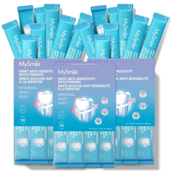 MySmile 10% Nano Hydroxyapatite Anti-Sensitivity Mouthwash , Travel Size Mouth Wash, Fluoride Free Alcohol-Free Remineralizers, Whitens Teeth, Enamel Strength Oral Rinse, Fresh Mint, 90 Packs