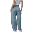 thumbnail image 6 of FUNUONY Womens Wide Leg Barrel Pants Elastic High Waisted Trousers Loose Casual Palazzo Pants with Pockets Cropped Relax Fit Trouser Ankle Pants Sports Pants Curved Wide Leg Pants Sweatpants Blue Xl, 6 of 9