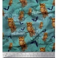 thumbnail image 1 of Soimoi Silk Fabric Owl,Bat & Haunted House Halloween Print Fabric by the Yard 42 Inch Wide, 1 of 1