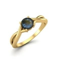 thumbnail image 2 of 0.50 Ctw Round Labradorite Solitaire 925 Sterling SIlver Gold Vermeil Split Shank Mother's Day Gift Ring, 2 of 4