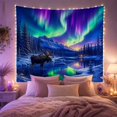 thumbnail image 2 of Bull Moose in Aurora and River, Peaceful Fantasy for Nature Enthusiasts, Wildlife Scenery Art, Housewarming Gift Tapestry Wall Hanging for Bedroom and Living Room, 2 of 7