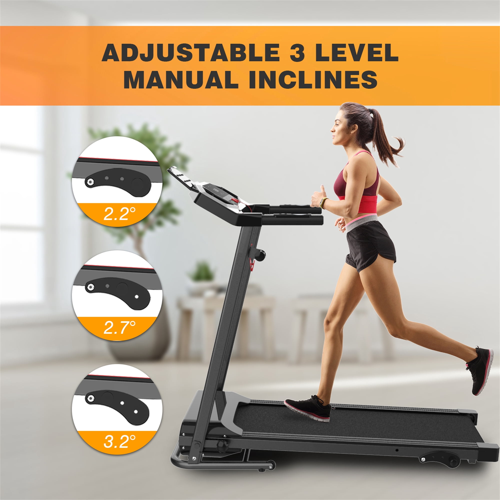 Aukfa Electric Running Exercise Treadmill, Black, 245 lb