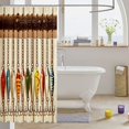 thumbnail image 3 of Manfei Retro Fishing Hook Shower Curtain 72Wx72L, Rustic Farmhouse Bathroom Curtain, Beige, 3 of 5