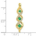 thumbnail image 2 of Auriga Fine Jewelry 14K Yellow Gold 3-stone Twisted Diamond and Emerald Chain Slide Pendant for Women (L- 30.4mm, W- 7.8mm), 2 of 4