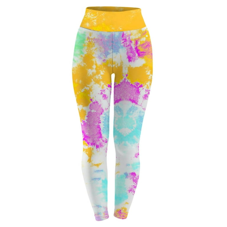Efsteb High Waisted Leggings Women Sport Leggings Fitness Booty Lift Pant  Athletic Tummy Control Leggings Girls Leggings Skinny Tie-dyed Printed  Stretchy Tights Trouser Yoga Pants Yellow S 